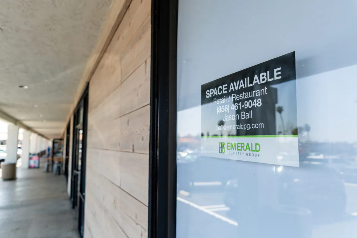 A commercial real estate property sit on the market in Costa Mesa, Calif., on April 9, 2021. (John Fredricks/The Epoch Times)