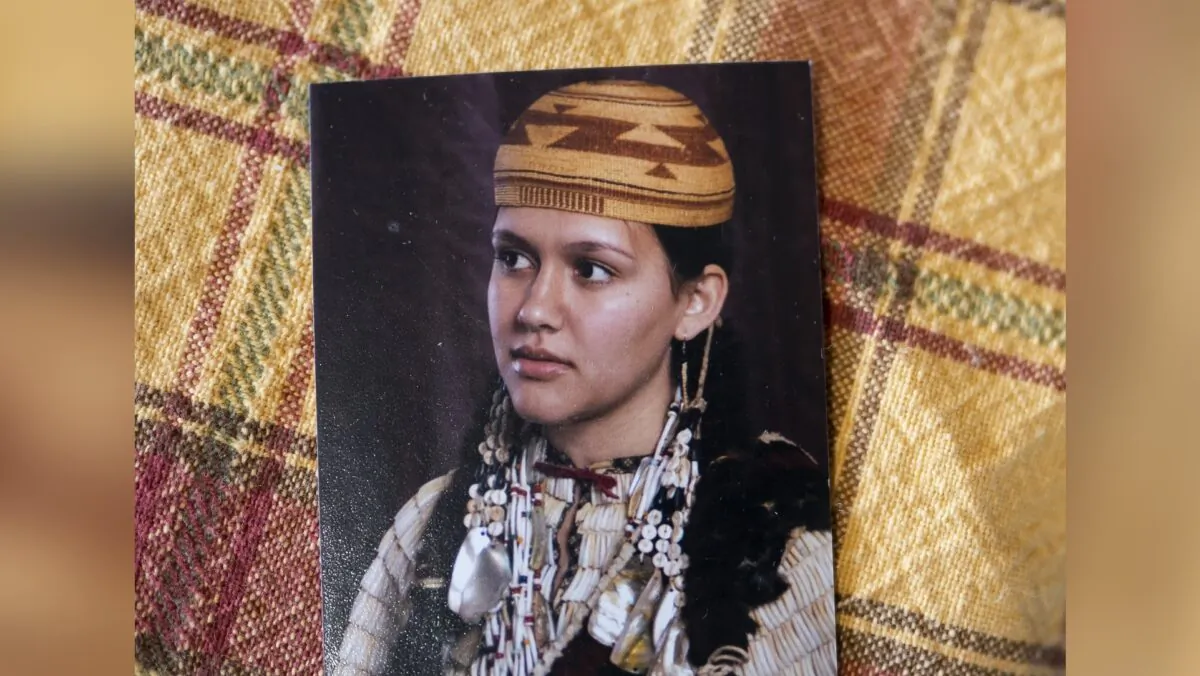A picture of missing woman Emmilee Risling sits on a table at the Risling family home in McKinleyville, Calif., on Jan. 21, 2022. (Nathan Howard/AP Photo)