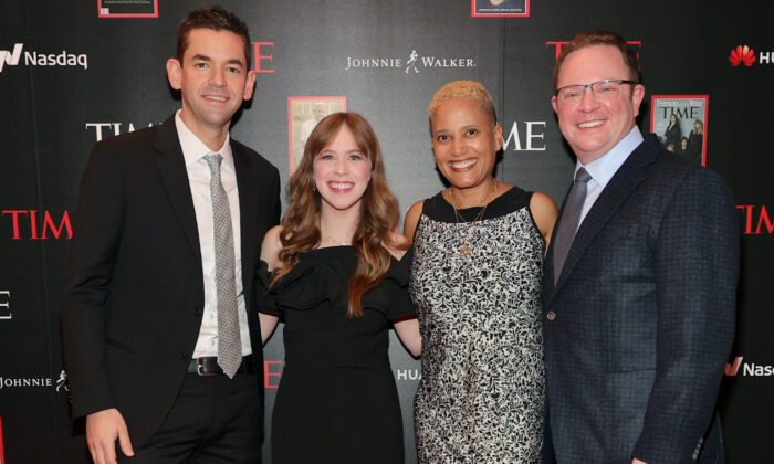 (L-R) Jared Isaacman, Hayley Arceneaux, Sian Proctor, and Chris Sembroski attend TIME Person of the Year in New York, on Dec. 13, 2021. (Theo Wargo/Getty Images for TIME)