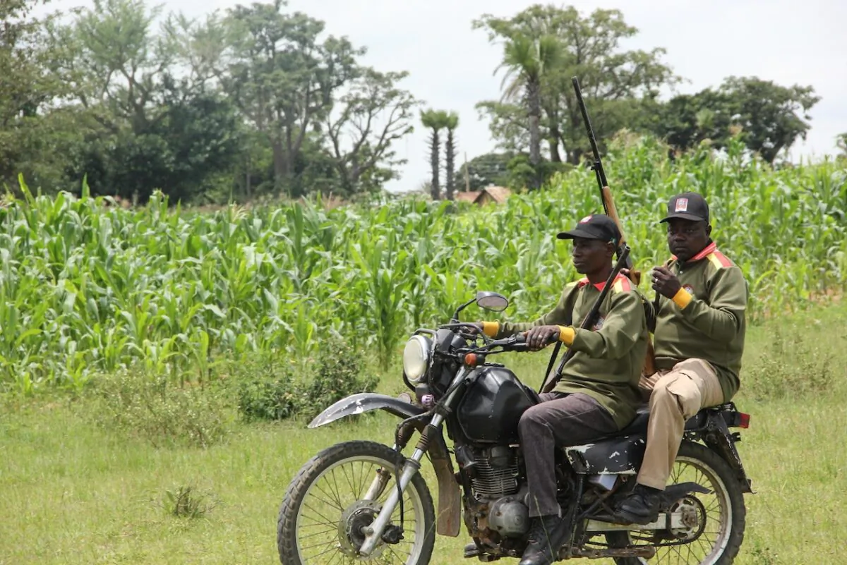 Vigilantes patrol on motorbike near Jos, Nigeria on Sept. 28, 2021.