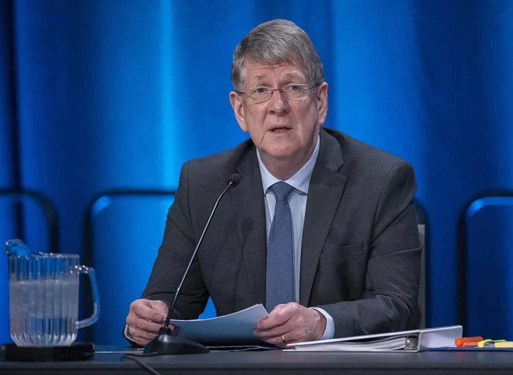 Michael MacDonald, chair of the Mass Casualty Commission inquiry into the mass murders of April 18/19, 2020 in rural Nova Scotia, delivers remarks in Halifax on Feb. 23, 2022. (The Canadian Press/Andrew Vaughan)