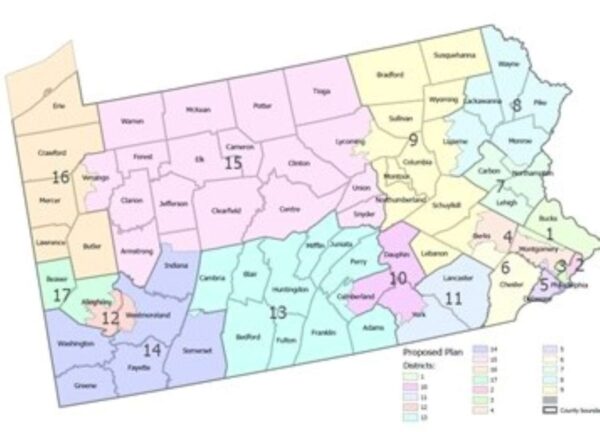 Pennsylvania's new congressional district map, as seen in the state Supreme Court decision naming this map.