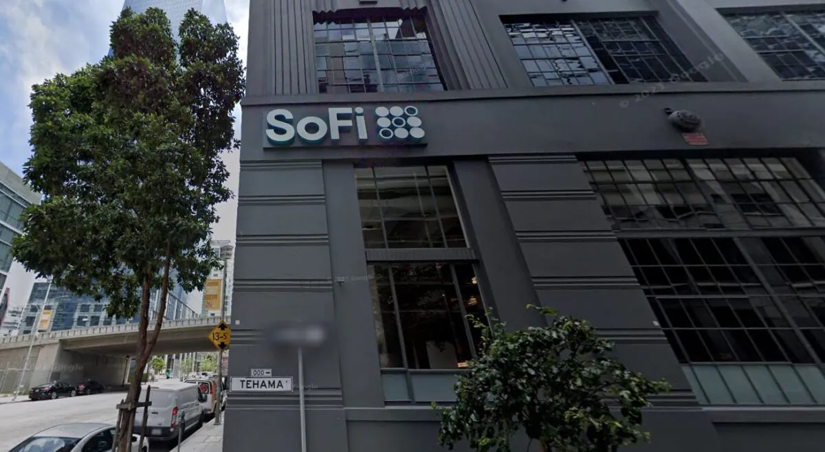 Headquarters of the American online personal finance company SoFi Technologies Inc. in San Francisco in June 2021. (Google Maps/Screenshot via The Epoch Times)
