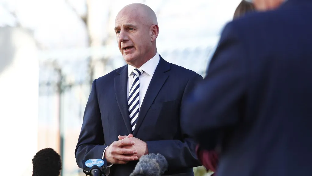 Tasmania Premier Peter Gutwein at a press conference in Hobart, Australia on Jun. 26, 2021. (Photo by Dylan Burns/AFL Photos via Getty Images)