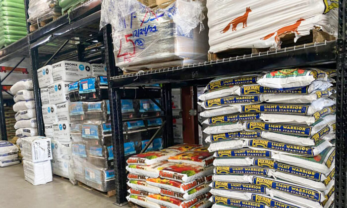 GreenCoast Hydroponics, a warehouse store popular with cannabis growers, reported inflated prices for fertilizer and other growing equipment, in Sun Valley, Calif., on Feb. 23, 2022. (Jill McLaughlin/The Epoch Times)