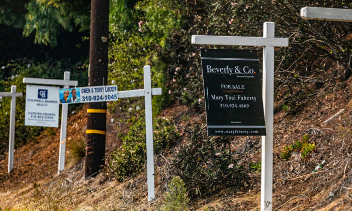 Real estate signage in Malibu, Calif., on Sept. 24, 2021. (John Fredricks/The Epoch Times)