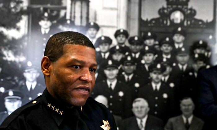 San Francisco Police Chief William Scott at a press conference at the San Francisco Police Academy on May 15, 2018.  (Justin Sullivan/Getty Images)