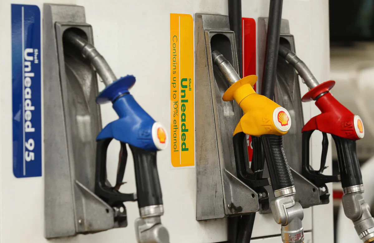 A fuel bowser is seen with different petrol types in Sydney, Australia, on February 29, 2012. (Cameron Spencer/Getty Images)