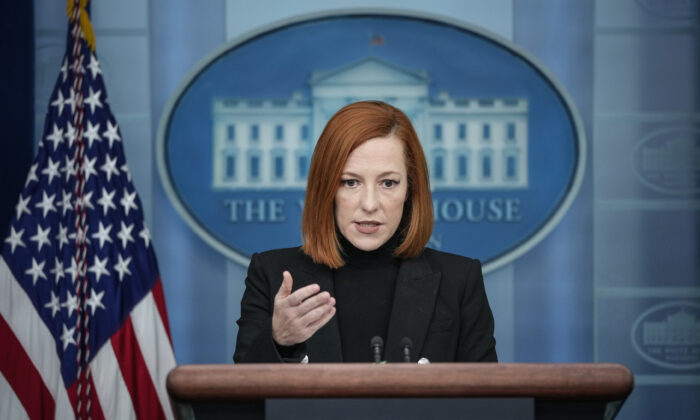 White House Press Secretary Jen Psaki speaks during the daily press briefing in the White House on Feb. 25, 2022. (Drew Angerer/Getty Images)