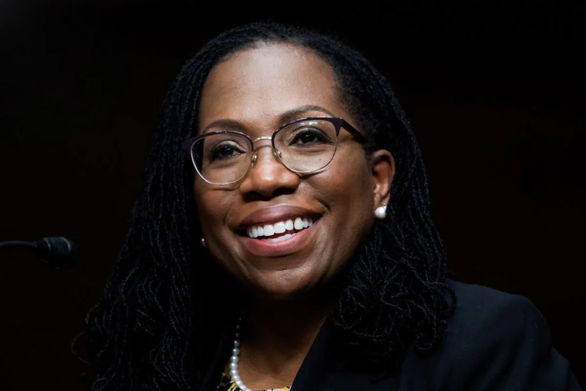 Ketanji Brown Jackson speaks before a congressional panel in Washington on April 28, 2021. (Tom Williams/Pool via Reuters)