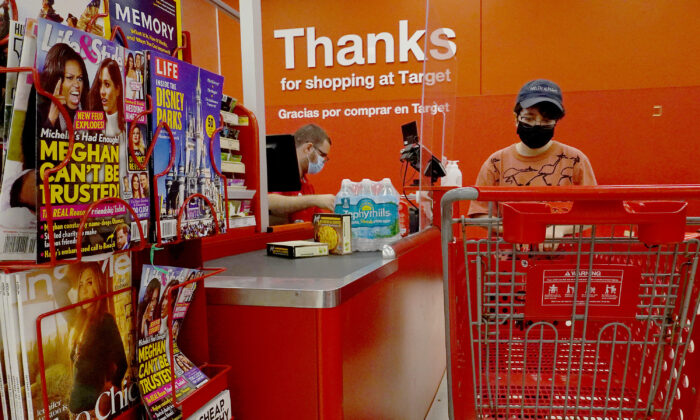 A person checks out in a Target store in Miami, Fla., on Sept. 28, 2021. (Joe Raedle/Getty Images)