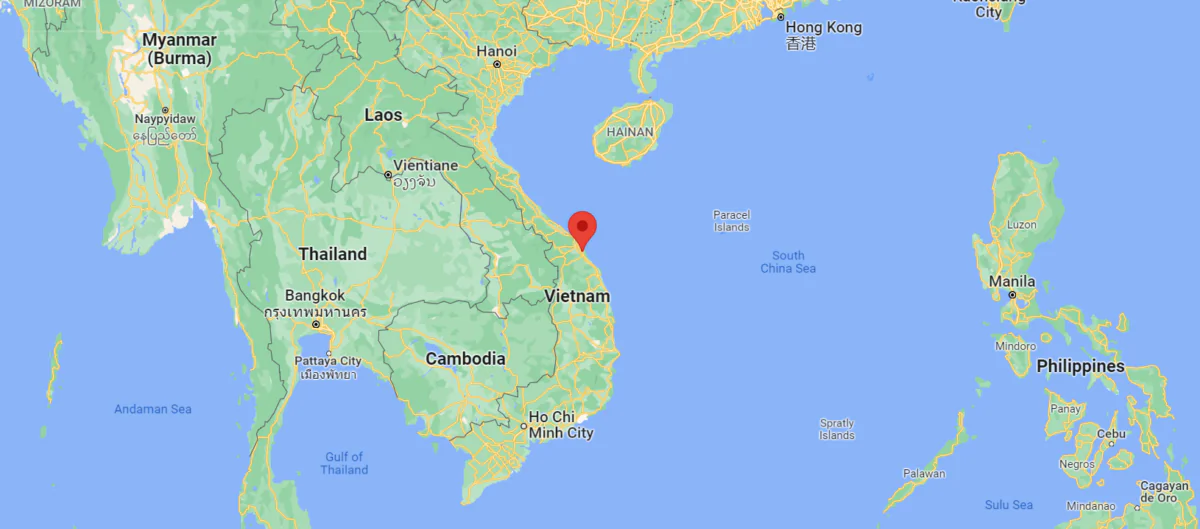 A map shows the location of Vietnam's central coast of Hoi An, on Fe. 26, 2022. (Google Maps)