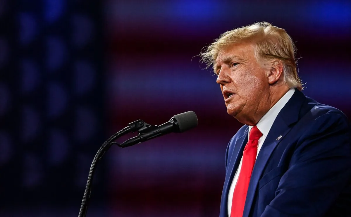Former President Donald Trump speaks at the Conservative Political Action Conference 2022 (CPAC) in Orlando, Fla., on Feb. 26, 2022. (Chandan Khanna/AFP via Getty Images)