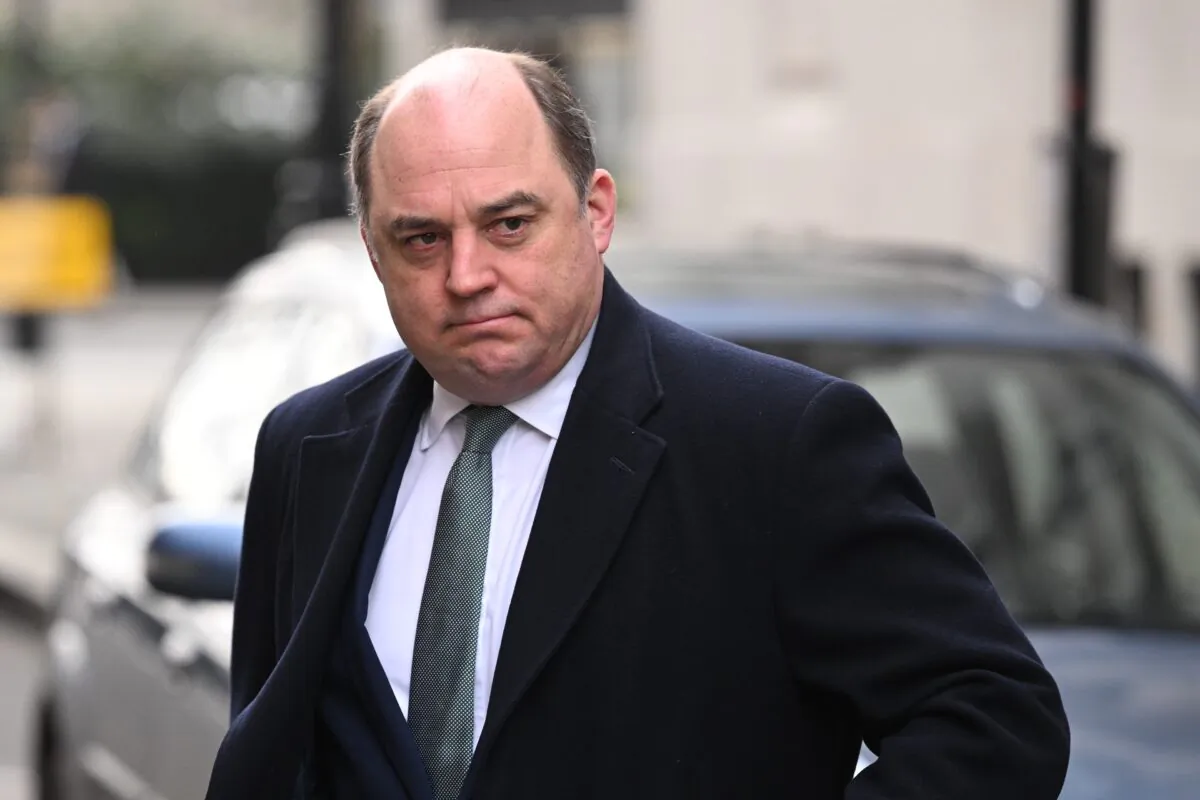 British Defence Secretary Ben Wallace leaves Millbank Studios in London on Feb. 28, 2022. (Leon Neal/Getty Images)