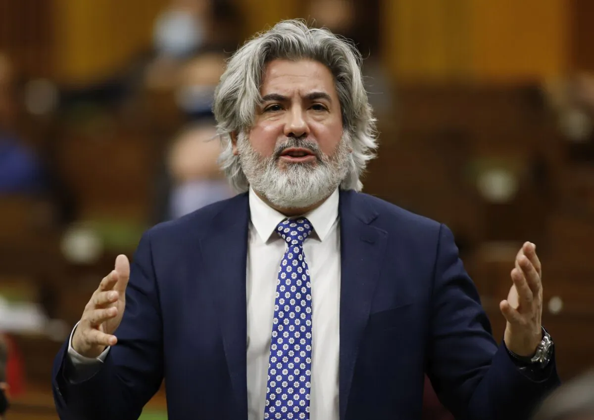 Canadian Heritage Minister Pablo Rodriguez rises during question period in the House of Commons in Ottawa on Feb. 4, 2022. (The Canadian Press/ Patrick Doyle)