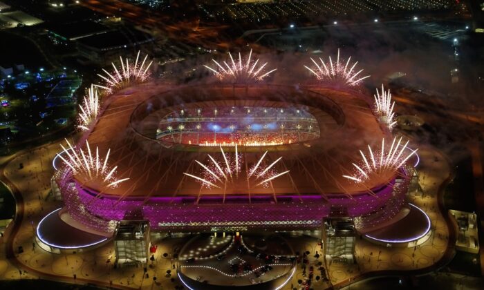 In this handout image provided by Qatar 2022/Supreme Committee, Qatar inaugurates fourth FIFA World Cup 2022 venue, Ahmad Bin Ali Stadium in Doha, Qatar, on Dec. 18, 2020. (Qatar 2022/Supreme Committee via Getty Images)