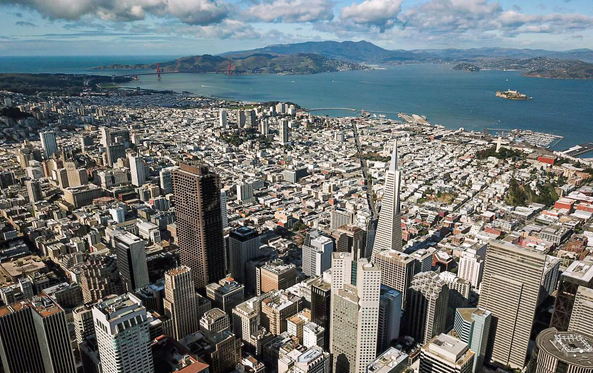 Downtown San Francisco is seen from above on Feb. 6, 2019. (Josh Edelson/AFP/Getty Images)