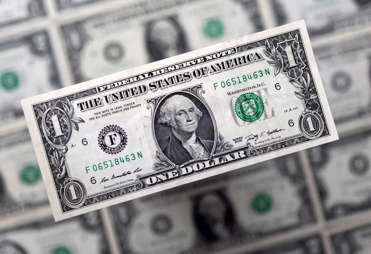 US dollar banknotes are displayed in this illustration taken on Feb. 14, 2022. (Dado Ruvic/Illustration/Reuters)
