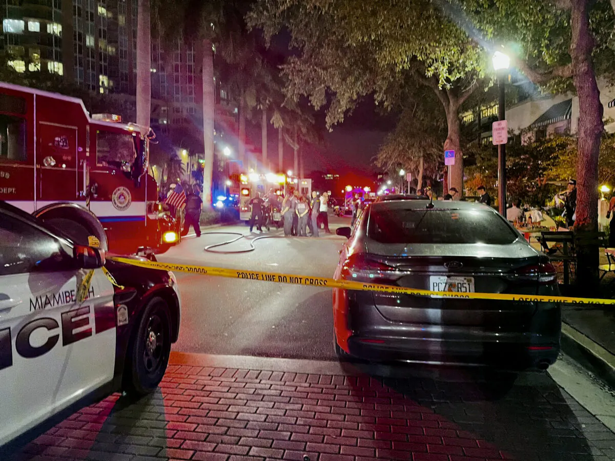 Miami Beach Police and Fire respond to a traffic crash in Miami Beach, Fla., on Feb. 24, 2022. (Miami Beach Police via AP)