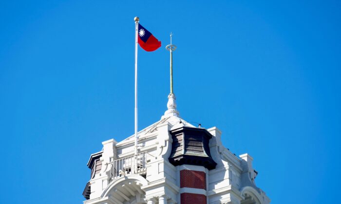 Taiwan's flag is seen on the tower of the Presidential Office in Taipei on Jan. 13, 2021. (Sam Yeh/AFP via Getty Images)
