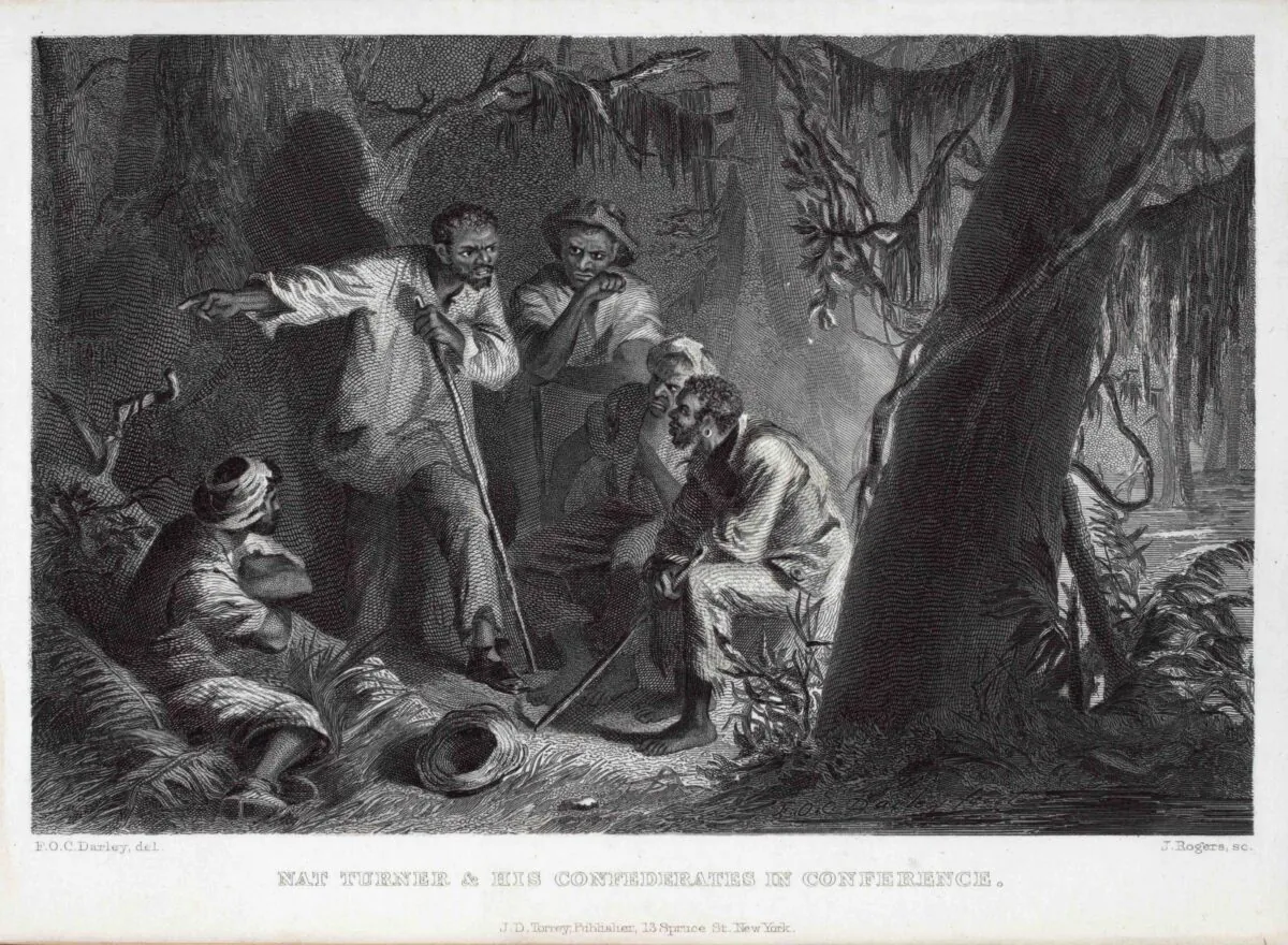 Nat Turner and his confederates in conference. (New York Public Library Digital Collection)