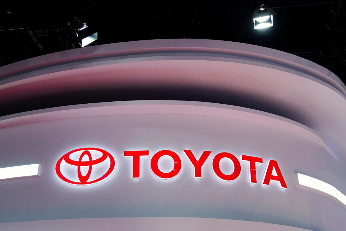 The Toyota logo is seen at the Auto Shanghai show in Shanghai, on April 19, 2021. (Aly Song/Reuters)