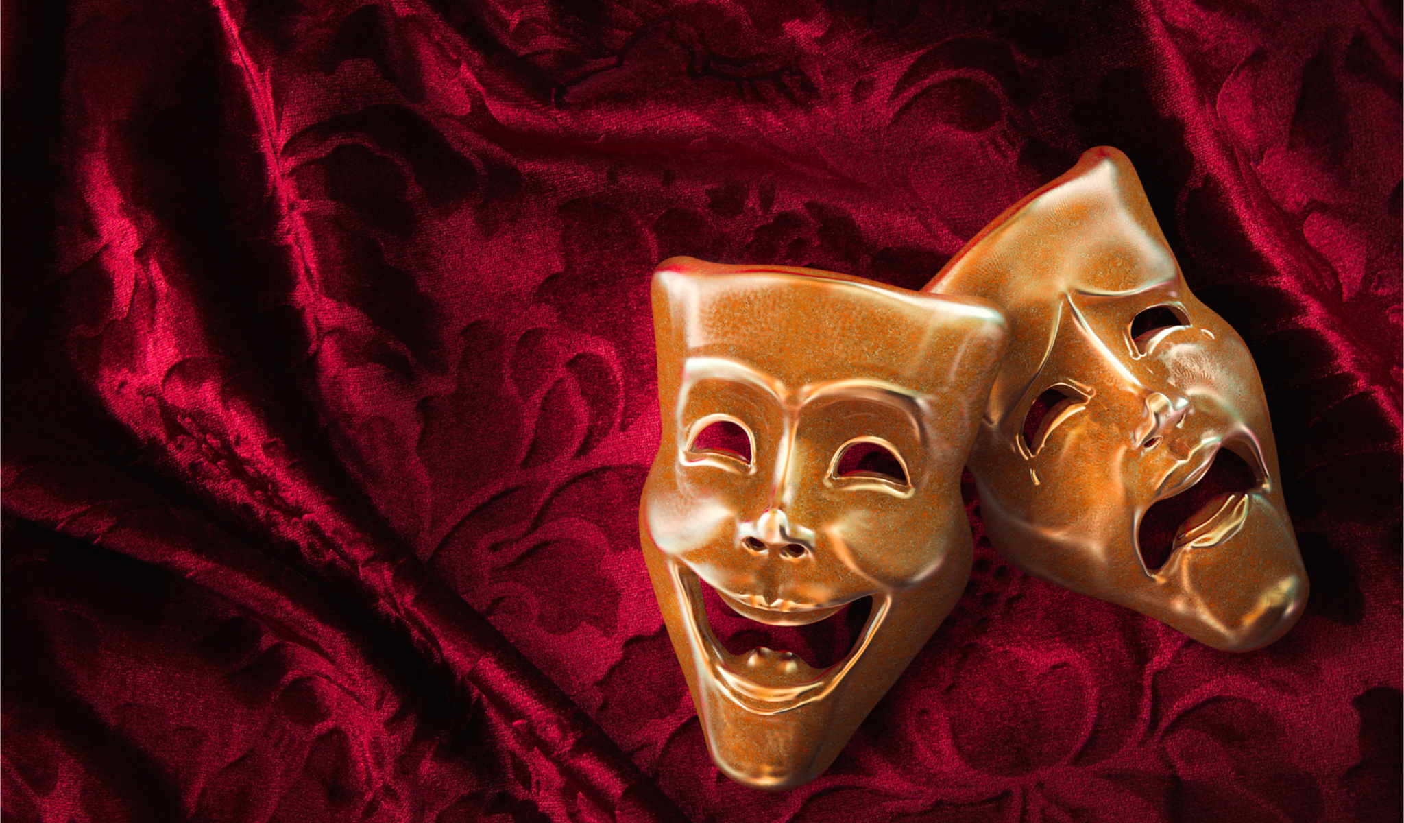 Маски символ театра. Театральные маски. Яркие театральные маски. Две театральные маски.