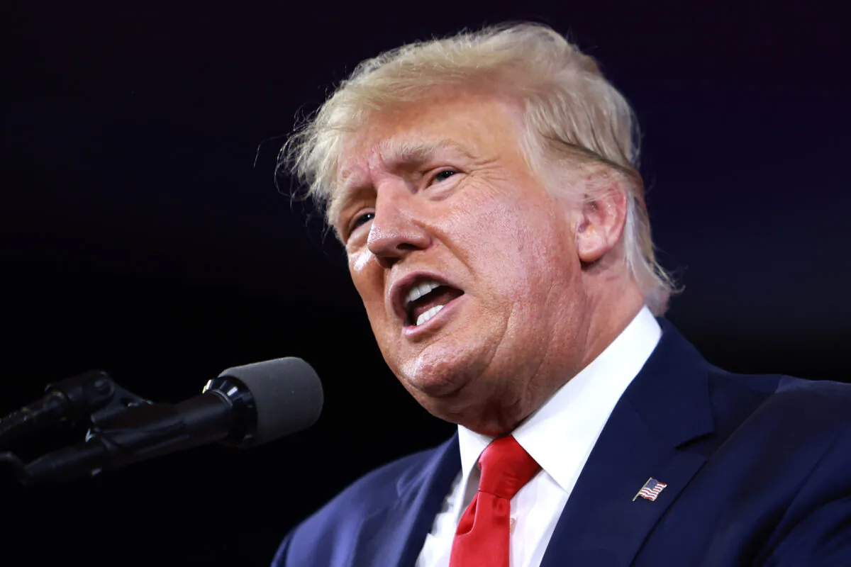 Former President Donald Trump speaks during a conference in Orlando, Fla., on Feb. 26, 2022. (Joe Raedle/Getty Images)