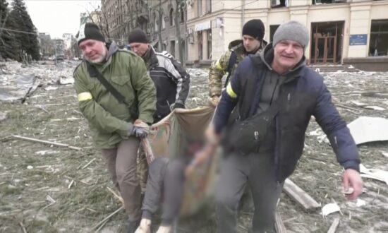 Video: Medics Seen Carrying Dead Bodies After Rocket Attack in Kharkiv