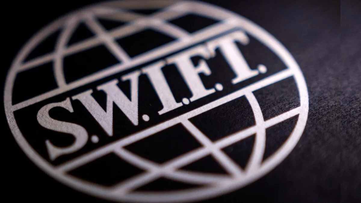 The SWIFT logo is seen in this illustration taken on Feb. 25, 2022. (Dado Ruvic/Illustration via Reuters)