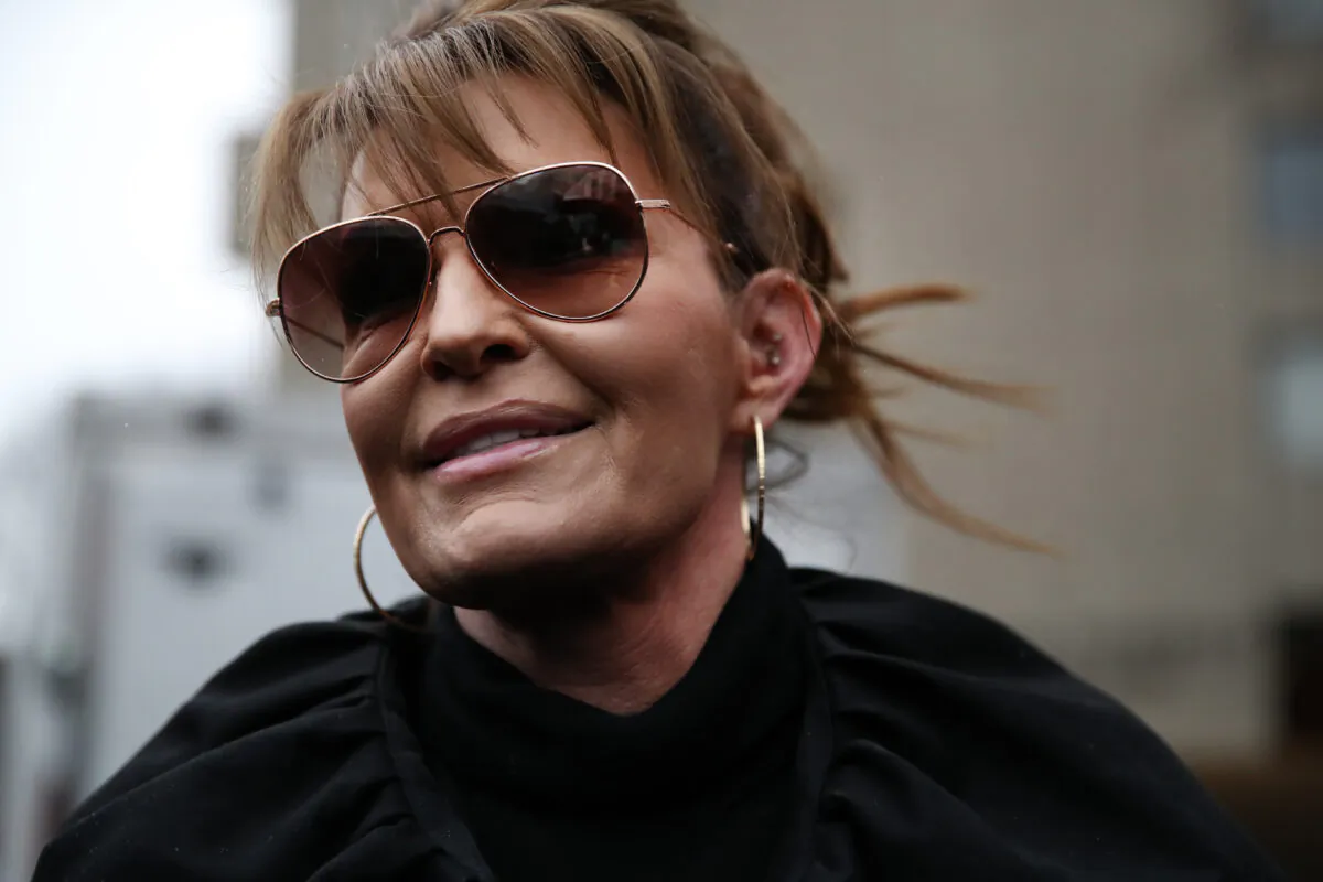 Former Alaska Gov. Sarah Palin outside court in New York City on Feb. 3, 2022. (Spencer Platt/Getty Images)
