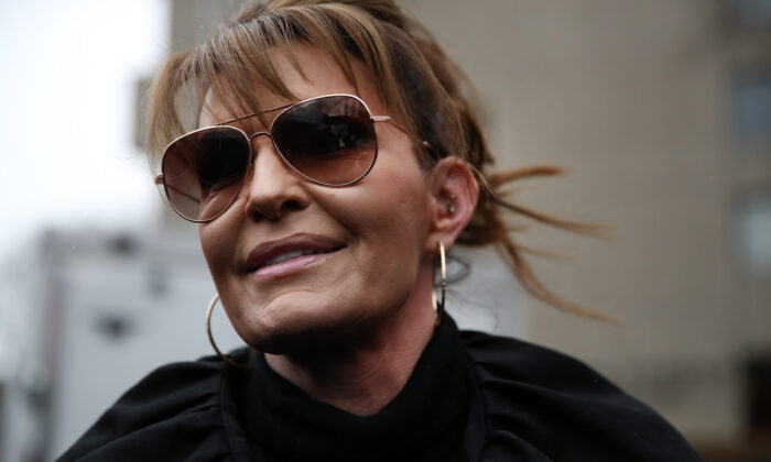 Former Alaska Gov. Sarah Palin outside court in New York City on Feb. 3, 2022. (Spencer Platt/Getty Images)