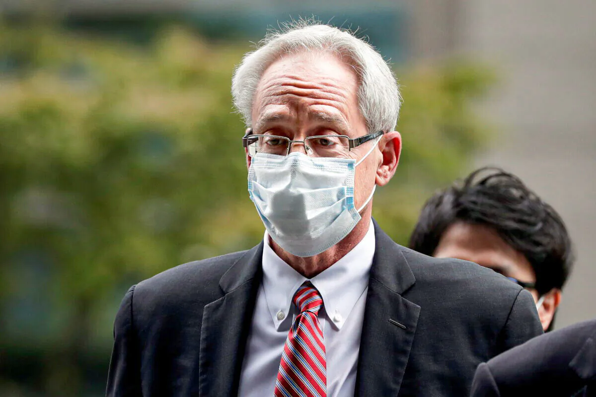Greg Kelly, former representative director of Nissan Motor Co., arrives for the first trial hearing at the Tokyo District Court in Tokyo, on Sept. 15, 2020. ( Kiyoshi Ota/Pool via Reuters)    