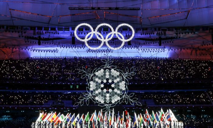 General view of the Olympic Cauldron during the Beijing 2022 Winter Olympics Closing Ceremony on Day 16 of the Beijing 2022 Winter Olympics at Beijing National Stadium on Feb. 20, 2022 in Beijing, China. (Maja Hitij/Getty Images)