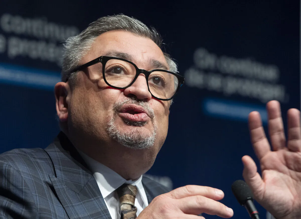 Quebec Public Health Director Horacio Arruda speaks during a news conference in Montreal on Dec. 22, 2021. (Graham Hughes/The Canadian Press)