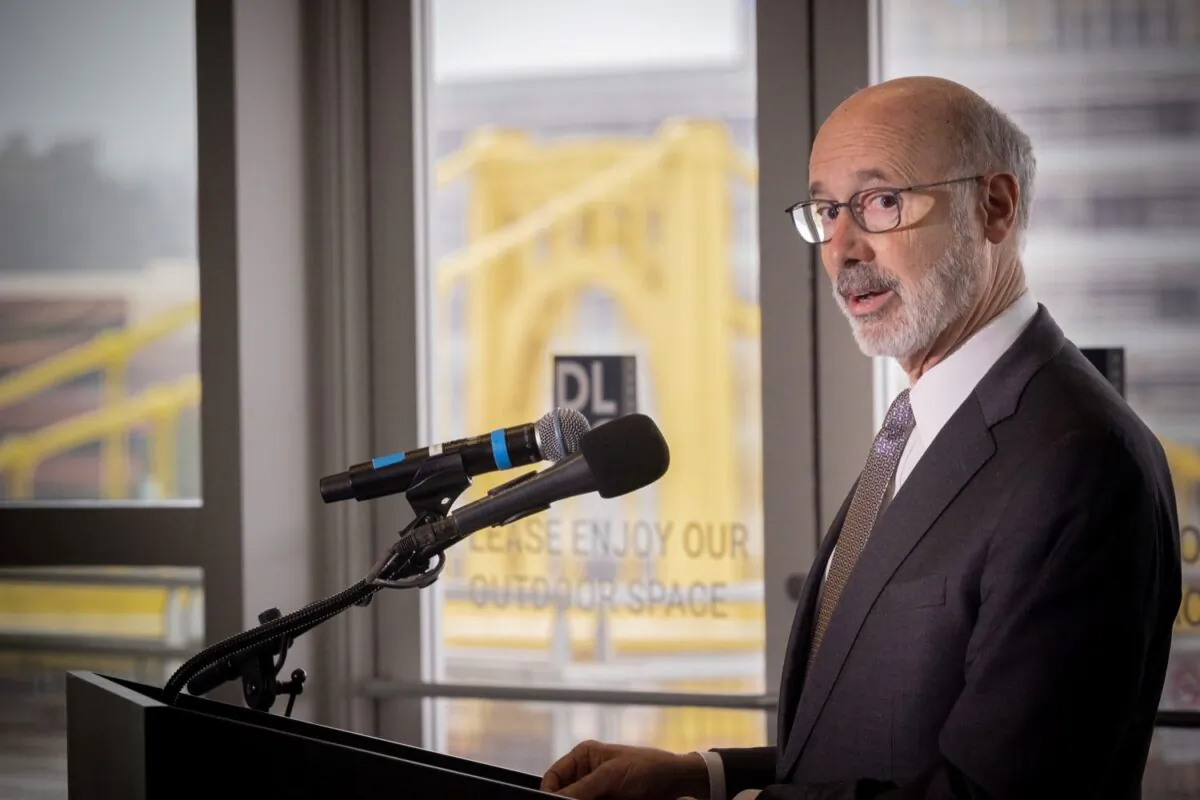 A file image of Governor Tom Wolf speaking in Pittsburgh, Penn. on Feb. 18, 2022. (Commonwealth Media Services)