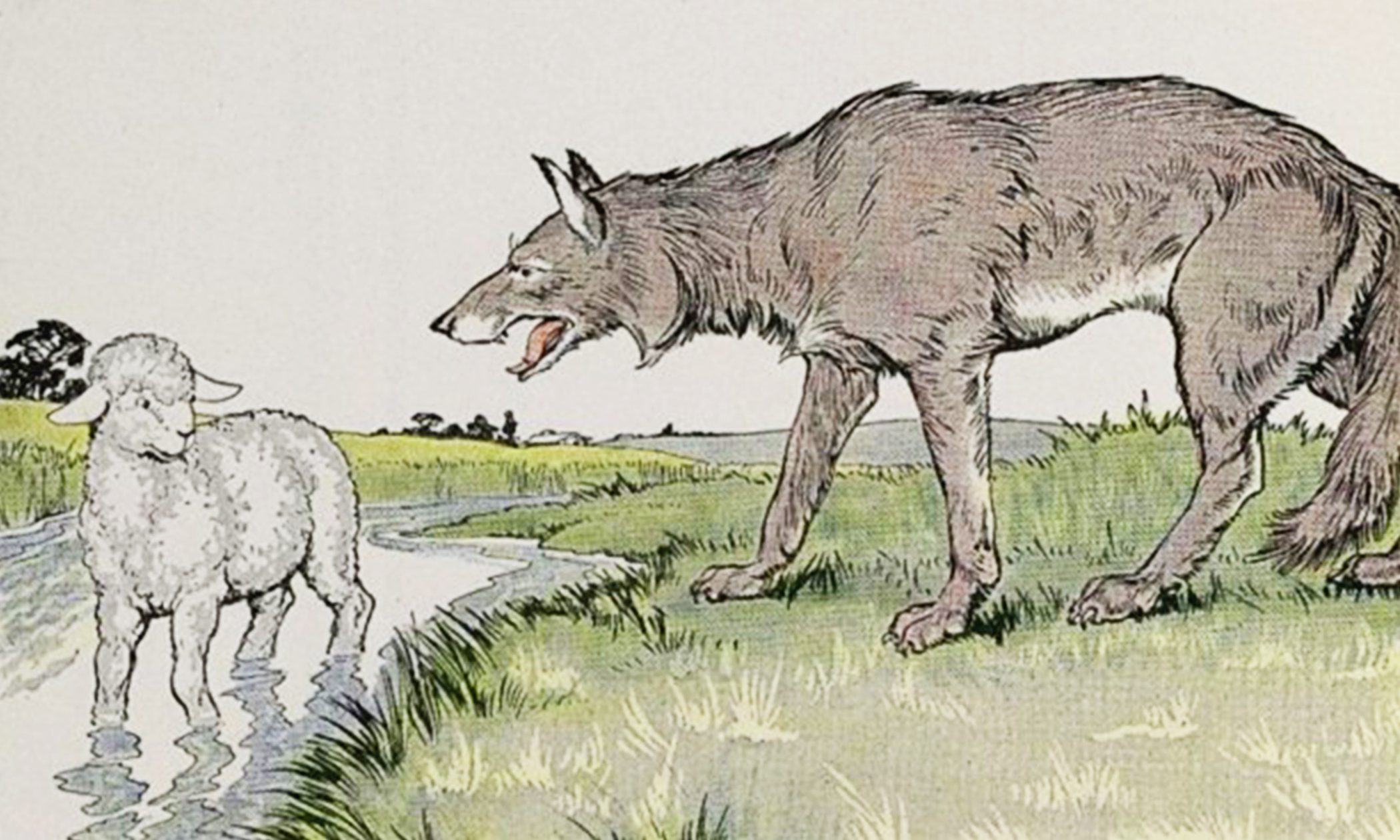 Ты виноват уж тем что. Басня волк и ягненок Крылов. Иллюстрация к басне Крылова волк и ягненок.