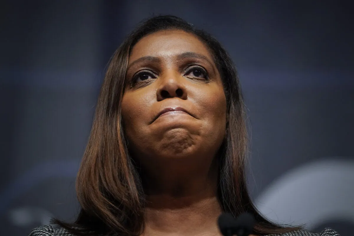 New York Attorney General Letitia James speaks during the New York State Democratic Convention in New York on Feb. 17, 2022. (Seth Wenig/AP Photo)