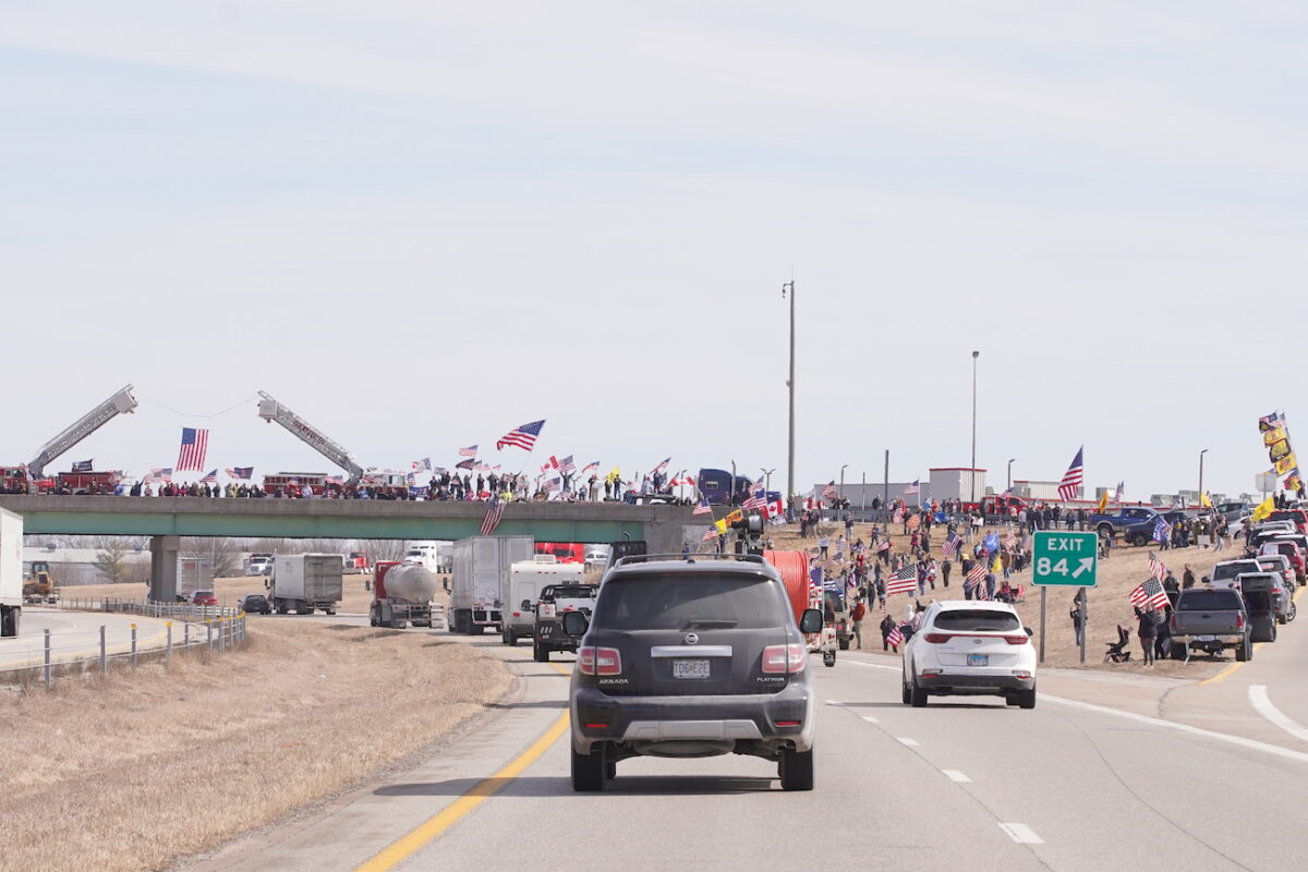 supporters of US trucker convoy
