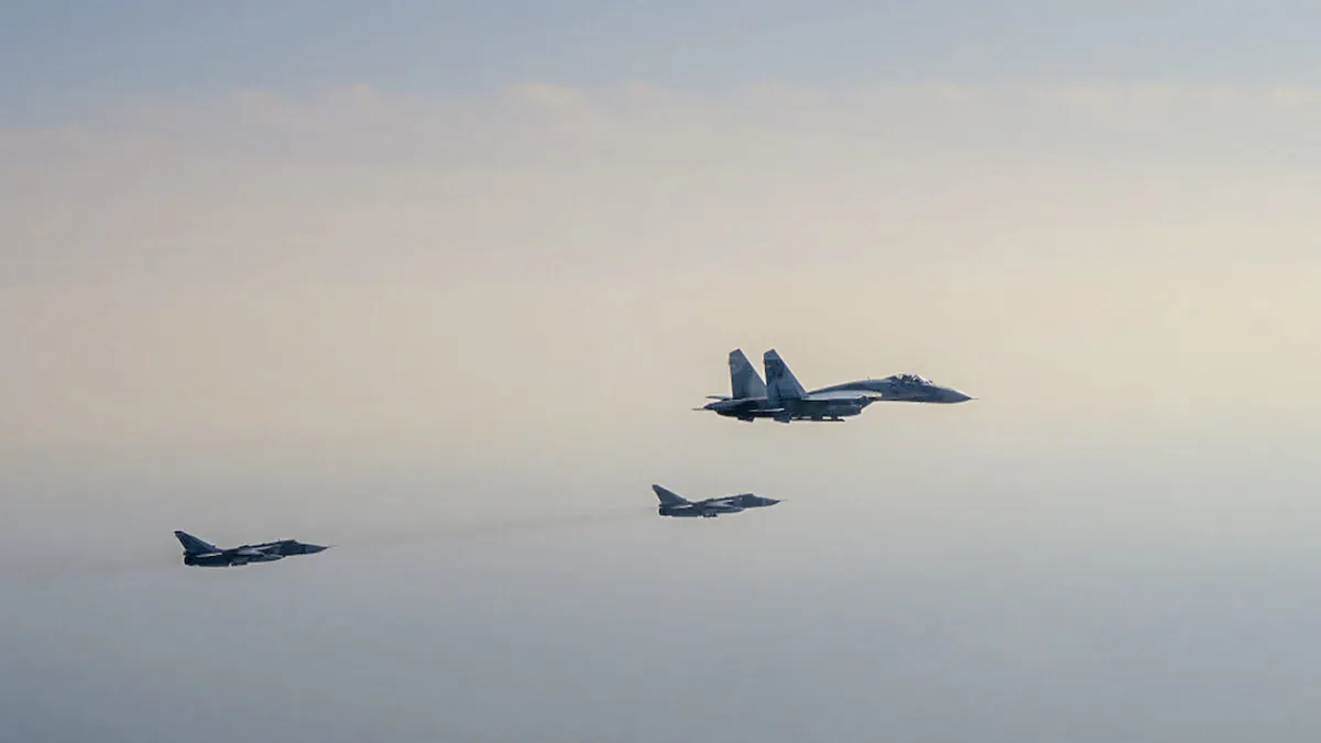 Russian fighter jets in Swedish airspace east of the Swedish Baltic Sea island of Gotland, on March 2, 2022. (Swedish Air Force/TT News Agency/AFP via Getty Images)