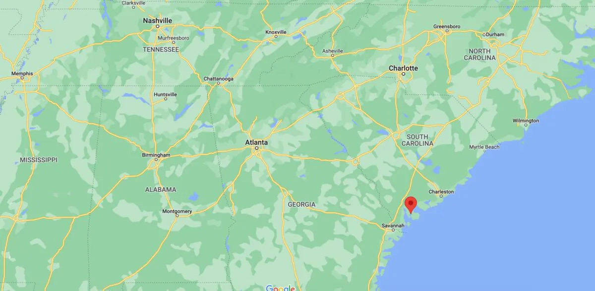 Beaufort, S.C., is shown on a map. (Google Maps/Screenshot via The Epoch Times)