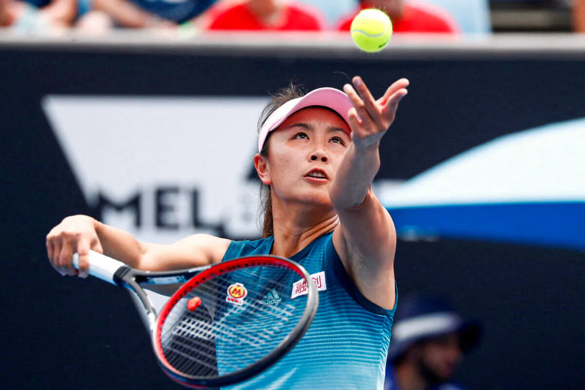 Peng Shuai serves during a first round match at the 2019 Australian Open, in Melbourne Park, Melbourne, Australia. (Edgar Su/Reuters)