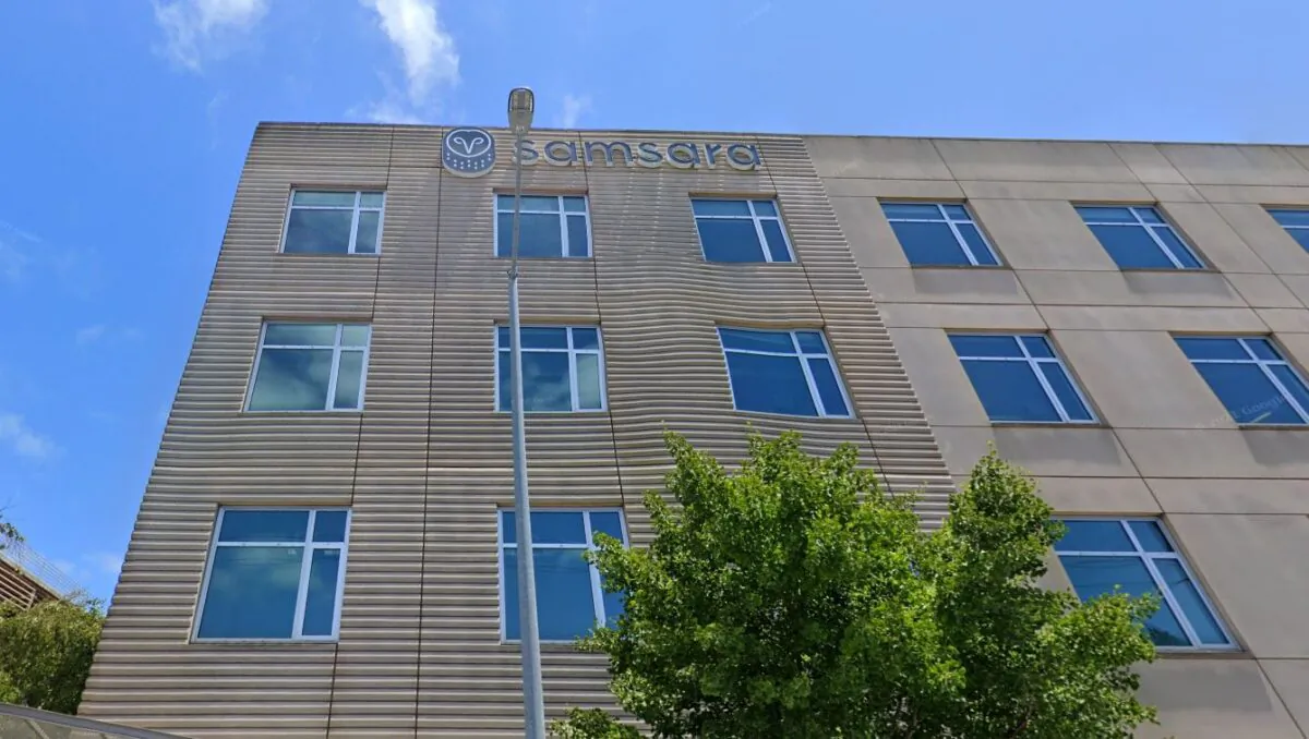 The logo of Samsara Inc. on a building in San Francisco in June 2021. (Google Maps/Screenshot via The Epoch Times)