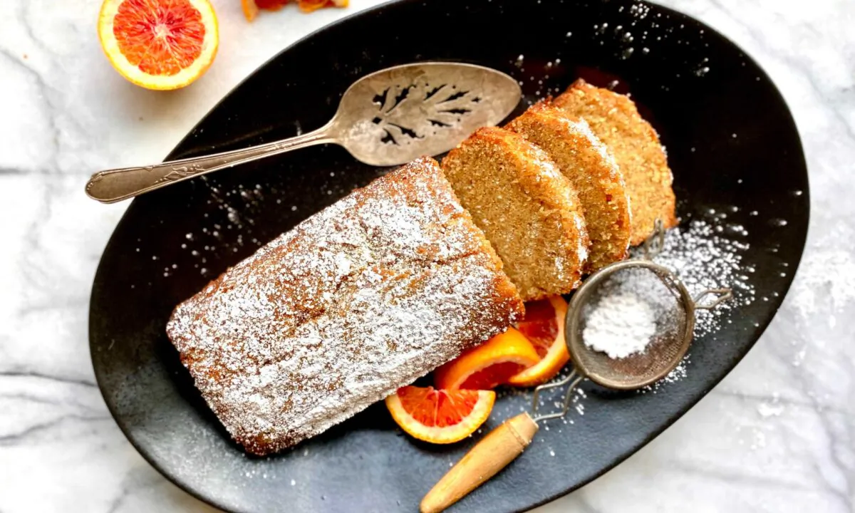 This dense, citrusy pound cake celebrates the end of the season for blood oranges. (Lynda Balslev for Tastefood)