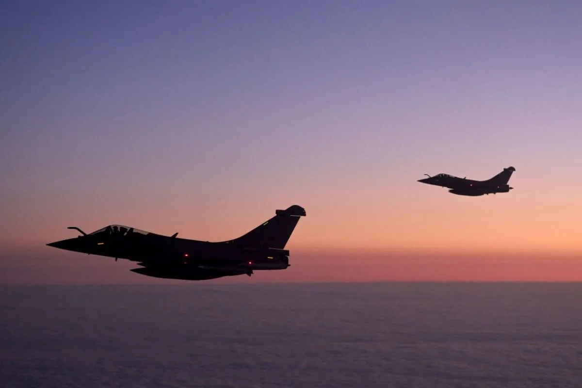 Rafale jet fighters of the French Air Force patrol the airspace over Poland on March 4, 2022, as part of NATO's surveillance system  (Nicolas Tucat/AFP via Getty Images)