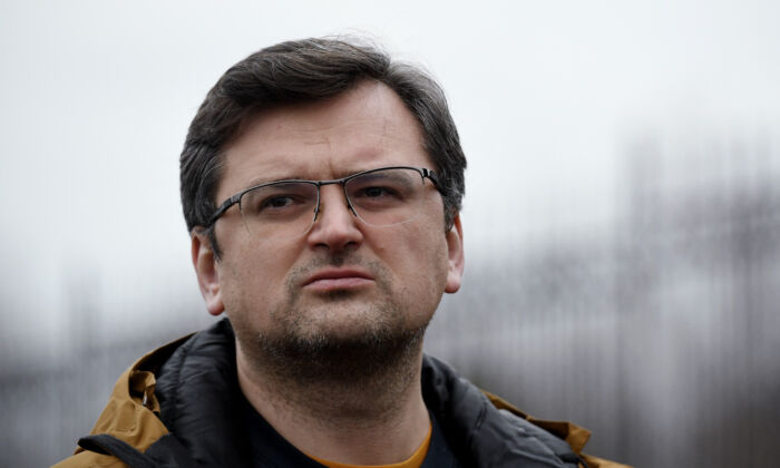 Ukrainian Foreign Minister Dmytro Kuleba at the Ukrainian-Polish border crossing in Korczowa, Poland on March 5, 2022 .(Olivier Douliery/Pool/AFP via Getty Images)