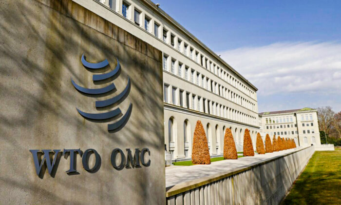 The World Trade Organization headquarters (WTO) in Geneva, Switzerland, on March 4, 2021. (Denis Balibouse/Reuters)