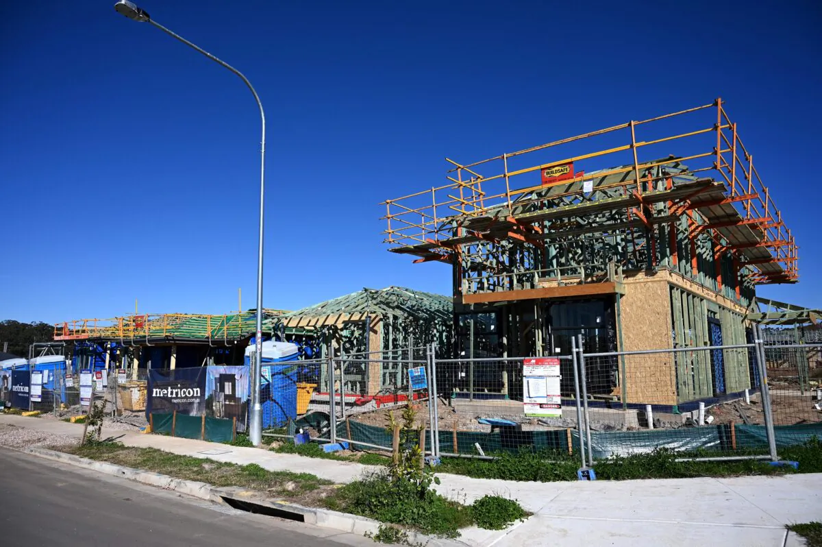 This picture shows a construction site in western Sydney, Australia, on July 22, 2021. (Saeed Khan/AFP via Getty Images)