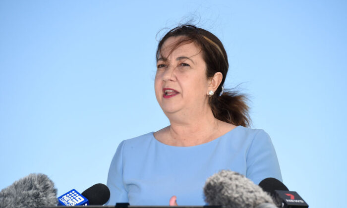Premier Annastacia Palaszczuk speaks during a press conference in Burleigh Heads, Australia on November 15, 2021 . (Photo by Matt Roberts/Getty Images)