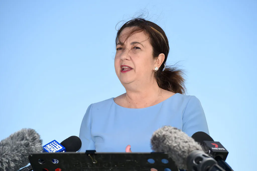 Premier Annastacia Palaszczuk speaks during a press conference in Burleigh Heads, Australia on November 15, 2021 . (Photo by Matt Roberts/Getty Images)